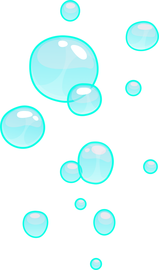 Underwater game cartoon bubbles in blue water